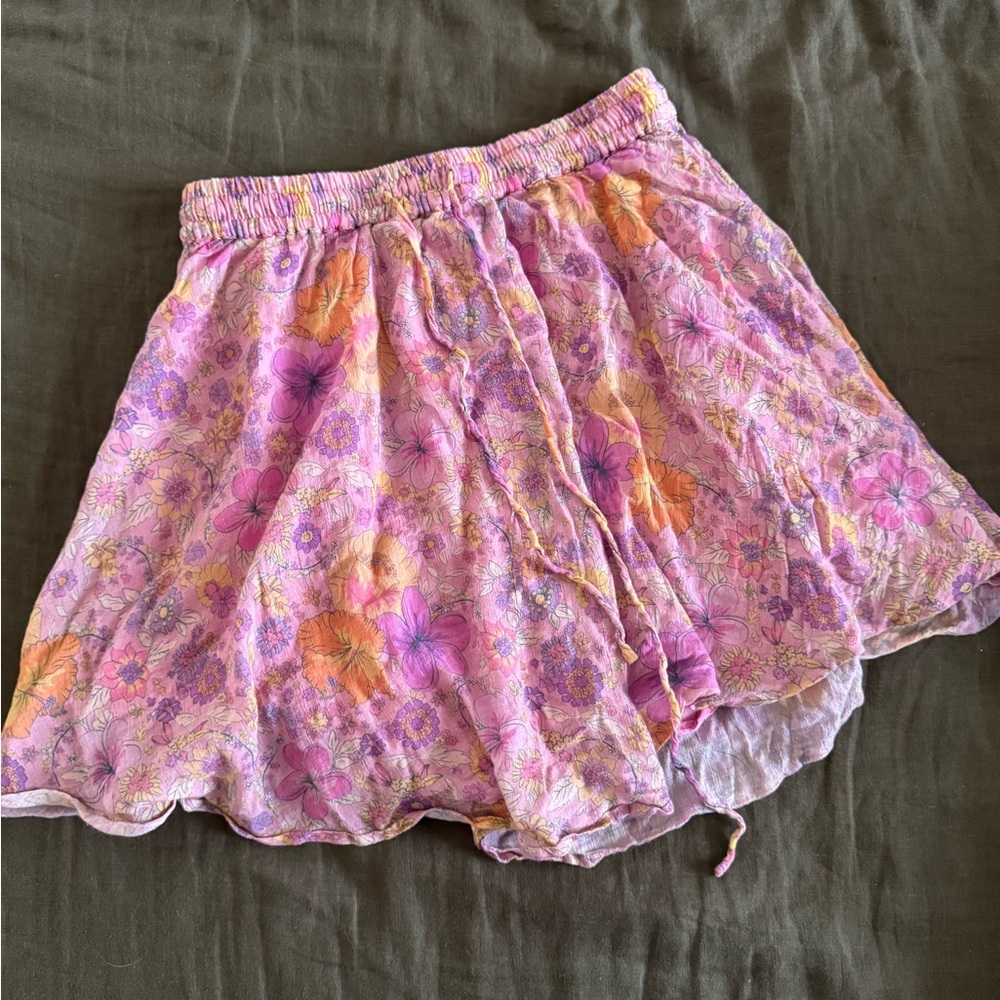 Spell Pink Floral Lightweight Mini Skirt